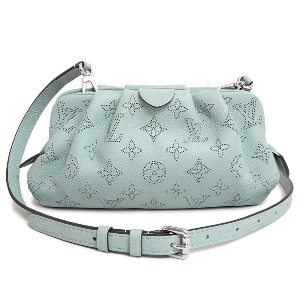 Scara Mini 2WAY Shoulder Bag Pouch Monogram Mahina Leather Veil Lagoon